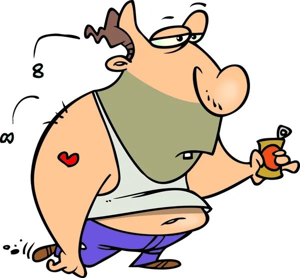 Cartoon Fat Ugly Man - Stok Vektor