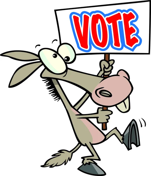 Cartoon Donkey Voter — Stock Vector