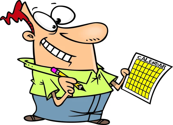 Cartoon Man Marking Calendar — Stock Vector