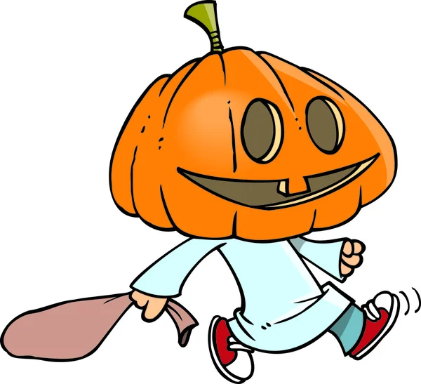 Cartoon Pumpkin Head Kid — Stock Vector