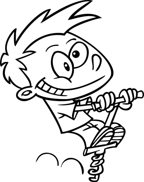 Cartoon Boy Pogo Stick — Vettoriale Stock