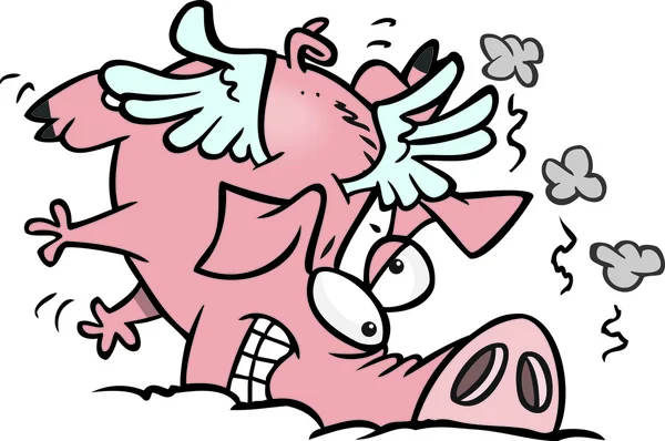 Cerdo de dibujos animados volando — Archivo Imágenes Vectoriales