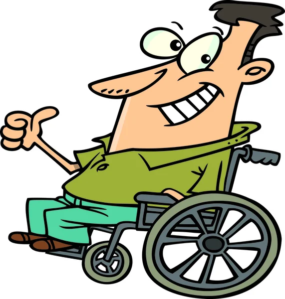 Αισιόδοξος αναπηρική καρέκλα κινουμένων σχεδίων — Διανυσματικό Αρχείο