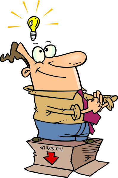 Cartoon Man Thinking Outside the Box