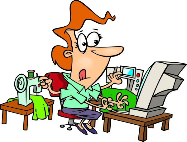 Cartoon vrouw multitasking — Stockvector