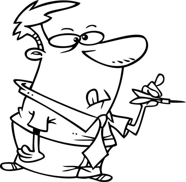 Homem dos desenhos animados jogando dardos — Vetor de Stock