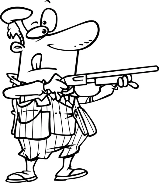 Desenhos animados Clay Pigeon Shooter — Vetor de Stock