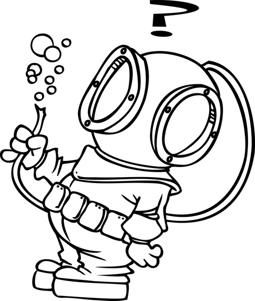 Cartoon Deep Sea Diver — Stock Vector