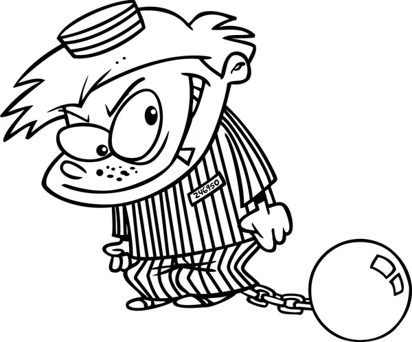 Cartoon Boy Prigioniero — Vettoriale Stock