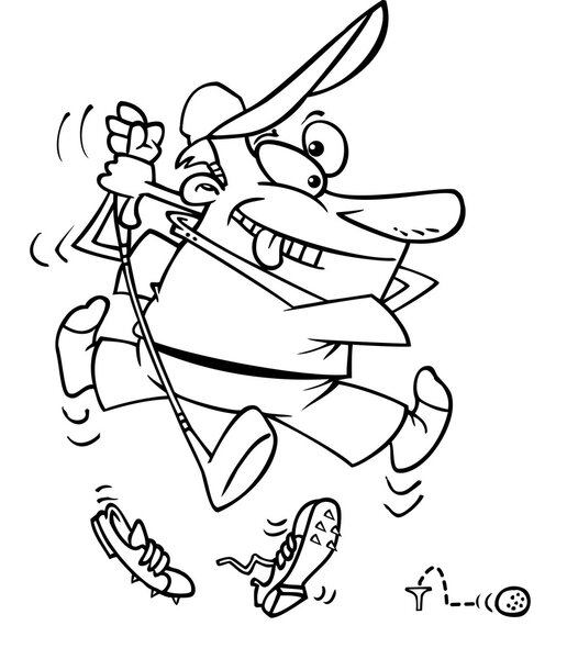 Cartoon Golfer Bad Drive