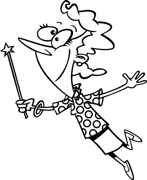 Mujer de dibujos animados varita mágica — Vector de stock