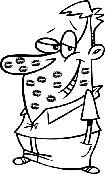 Hombre de dibujos animados beso marcas — Archivo Imágenes Vectoriales