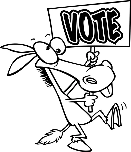 Cartoon Donkey Voter — Stock Vector