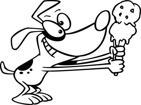 Perro de dibujos animados con helado — Vector de stock