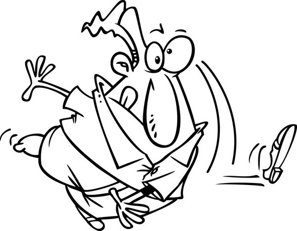 Homem dos desenhos animados jogando seu sapato — Vetor de Stock
