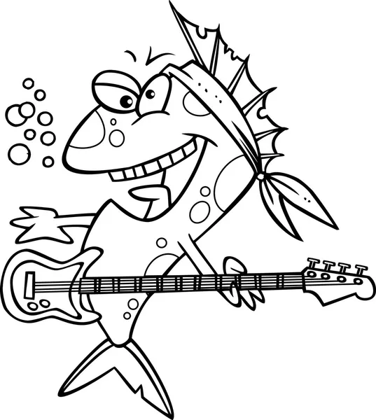 Kreslený rocker ryba — Stockový vektor