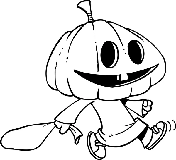 Cartoon Pumpkin Head Kid — Stock Vector