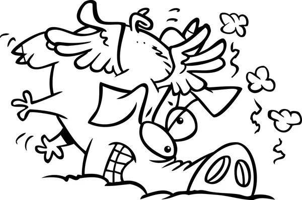 Cerdo de dibujos animados volando — Vector de stock