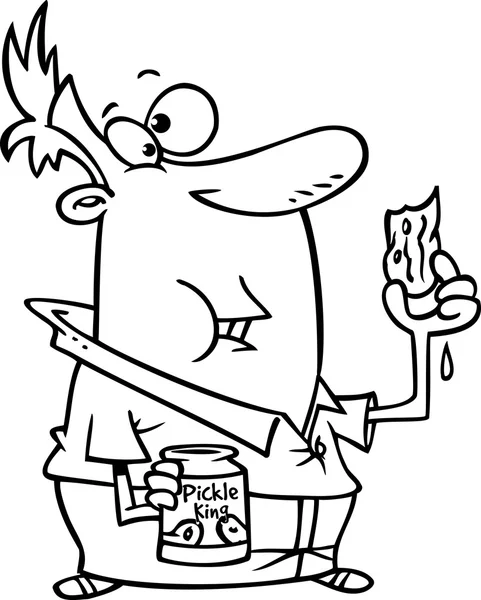 Cartoon Man Eating a Pickle — Stock Vector