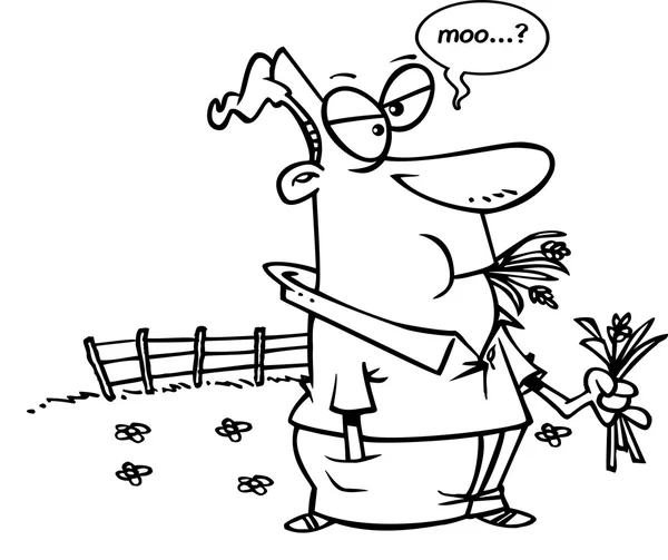 Kreskówka mężczyzna umieścić się w pastwiska — Wektor stockowy