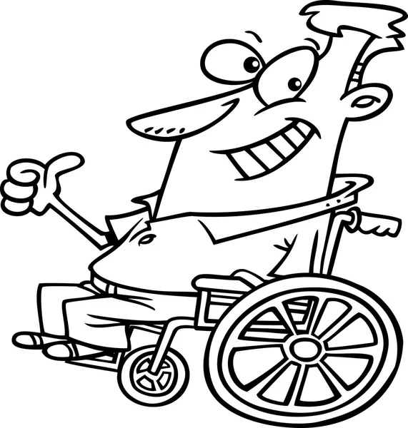 Cartoon Wheelchair Optimist — Stock Vector