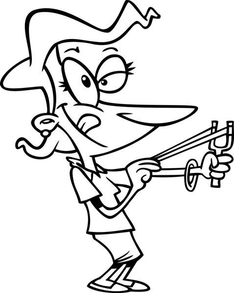 Мультфильм женщина с Slinghsot