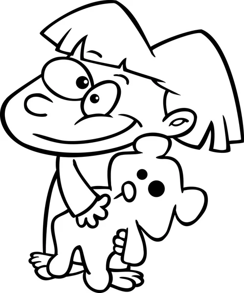 Cartoon meisje met teddy bear — Stockvector