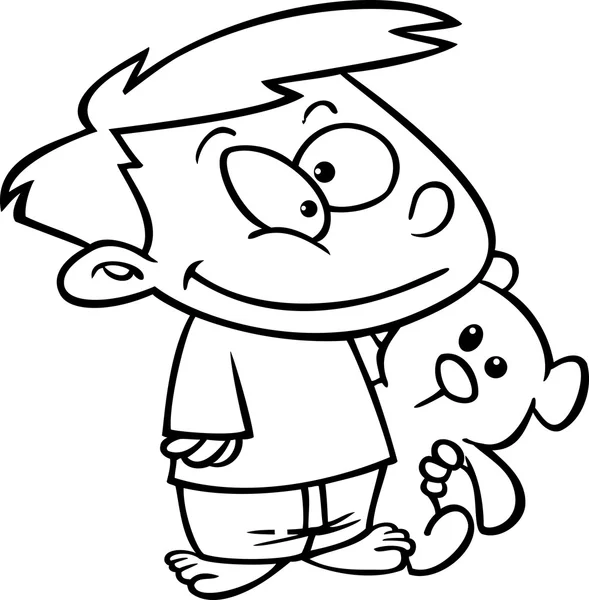 Cartoon Boy con osito de peluche — Archivo Imágenes Vectoriales