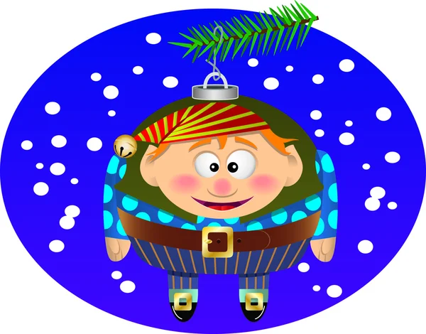 Dibujos animados Navidad Elf ornamento — Vector de stock