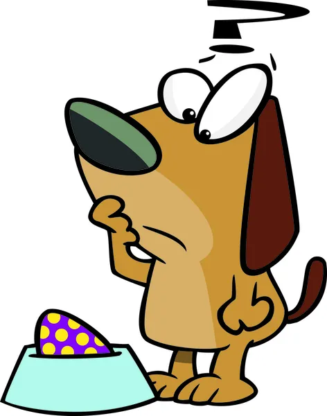 Cartoon Easter Dog Dish — Stock Vector