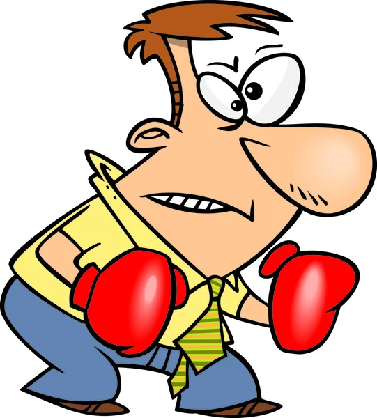 karikatür işadamı ile Boks eldiveni