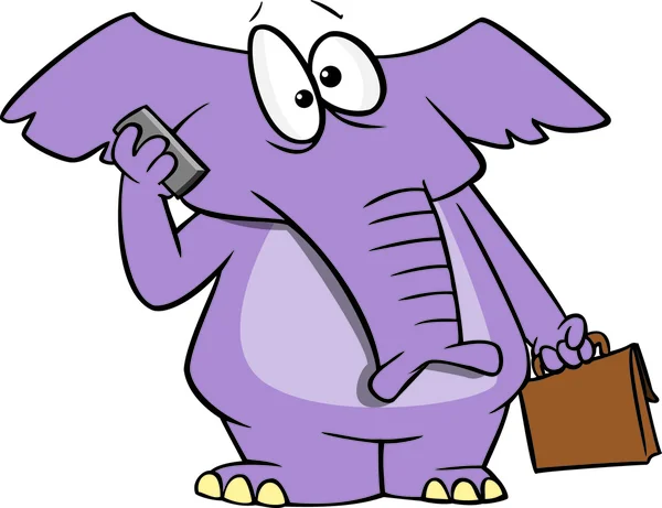 Ελέφαντας κινητό τηλέφωνο κινουμένων σχεδίων — Διανυσματικό Αρχείο
