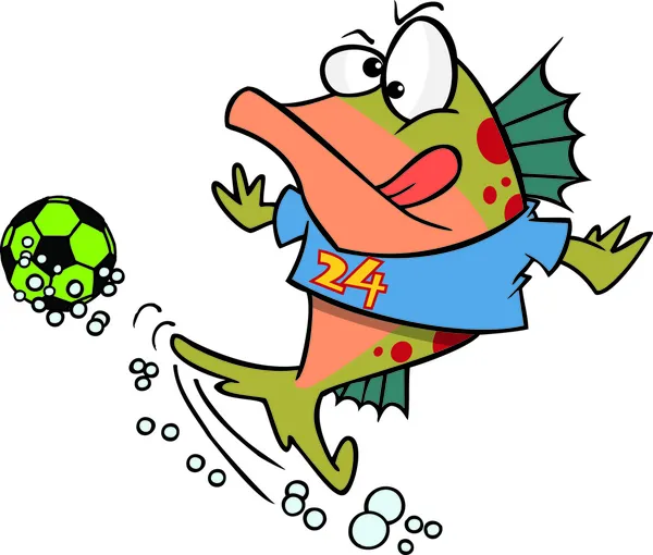 卡通足球鱼 — 图库矢量图片