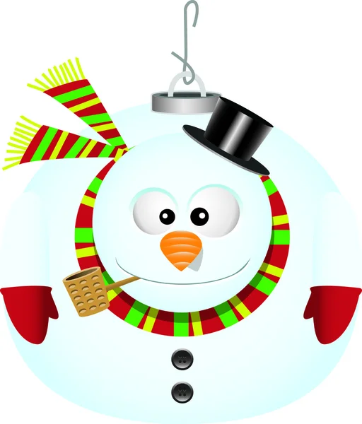 Cartoon sneeuwpop kerstboom ornament — Stockvector