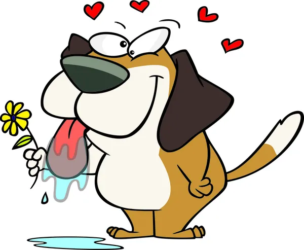 Kreslená láska pes slintat — Stockový vektor
