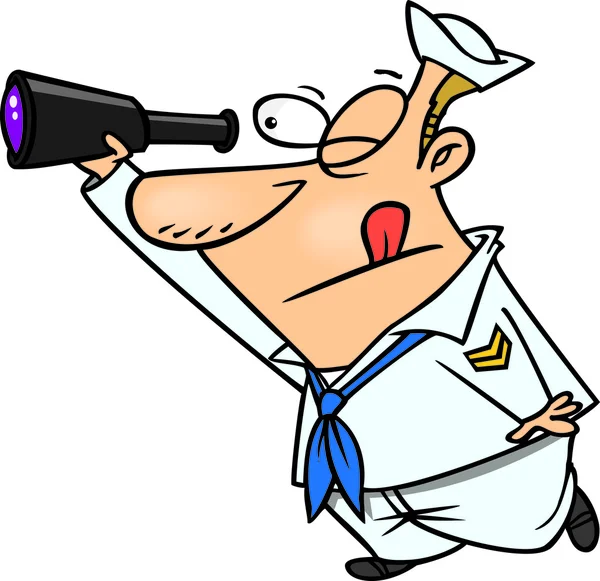 Cartoon Sailor Spyglass — Stock Vector