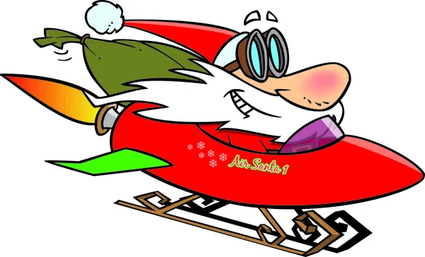 Caricatura Santa Rocket trineo — Vector de stock