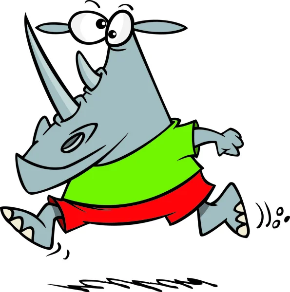 Cartoon Rhino Jogger — Stock Vector