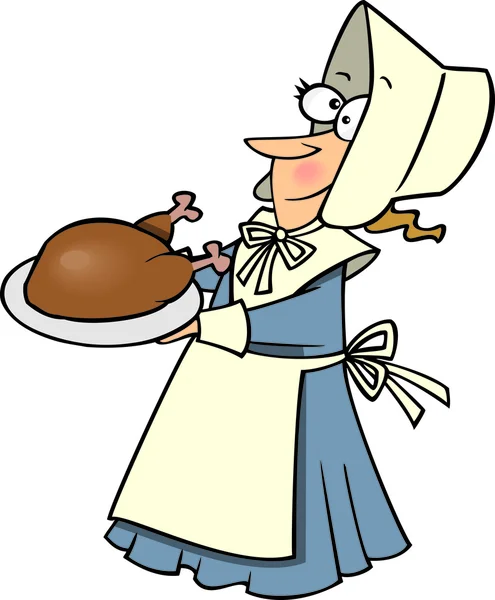 Caricature Pilgrim Femme — Image vectorielle