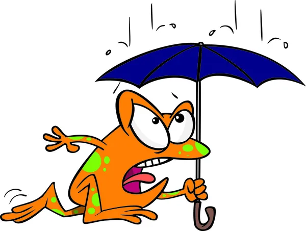 Cartoon Frog Umbrella — Stock Vector
