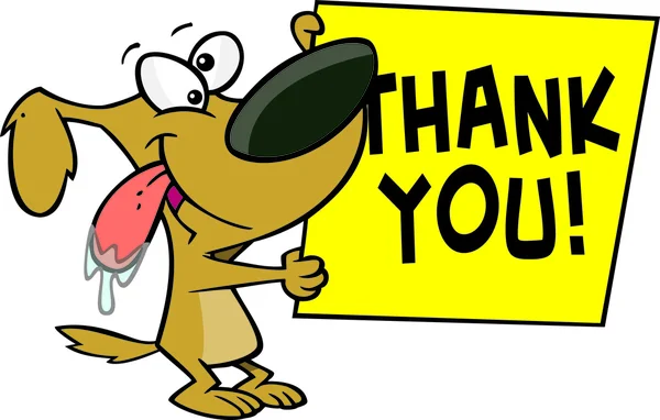 Perro de dibujos animados Thank You Sign — Vector de stock