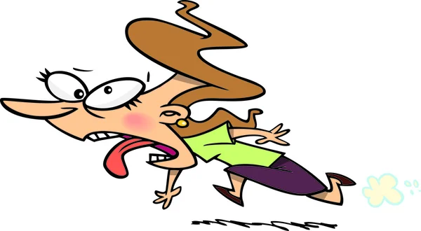 Mujer de dibujos animados corriendo con miedo — Archivo Imágenes Vectoriales
