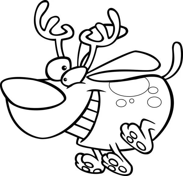 Cartoon Christmas Rudolph Puppy Dog — Stock Vector