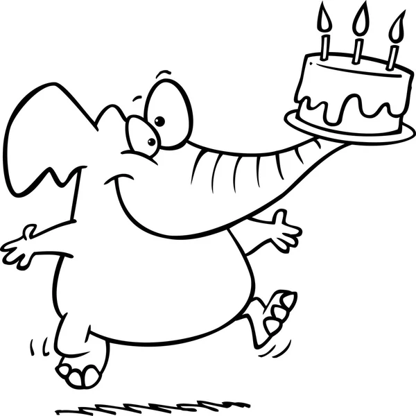 Cartoon Elephant Compleanno — Vettoriale Stock