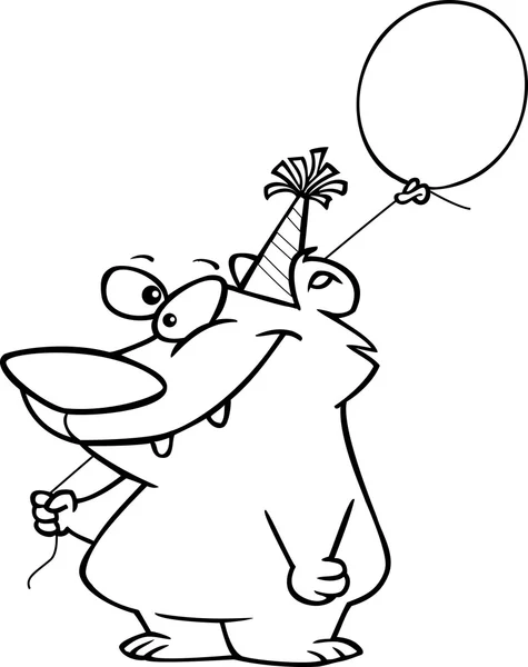 Oso de globo de cumpleaños de dibujos animados — Vector de stock