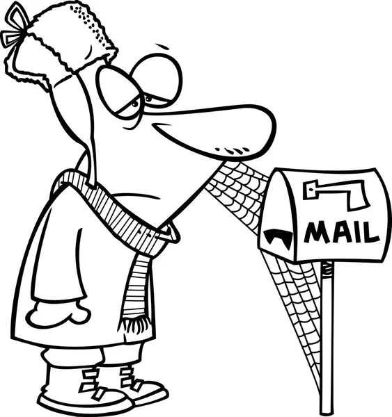 Cartoon Man Waiting for Mail — Stock Vector