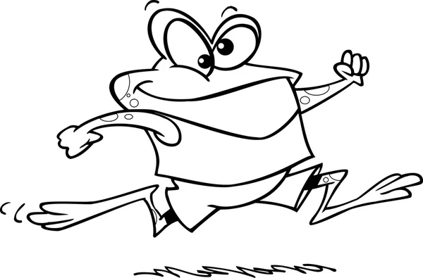 Cartoon Frog Jogging - Stok Vektor