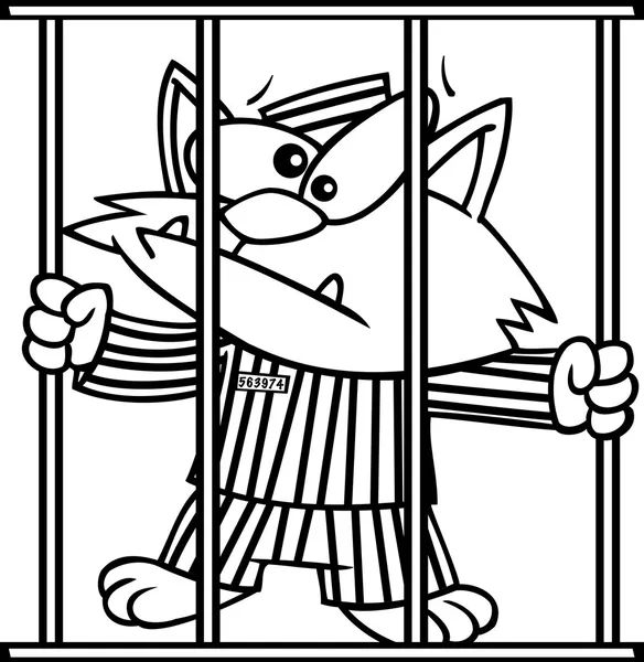 Cartoon Cat in Jail — Stock Vector