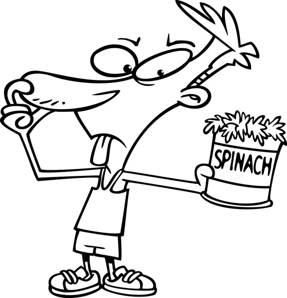 Мультфильм Молодой человек ест шпинат — стоковый вектор