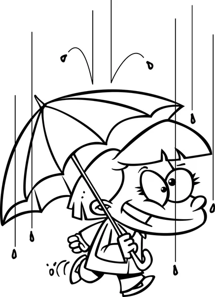 Cartoon Mädchen mit Regenschirm — Stockvektor